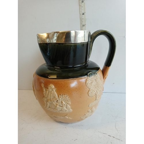 61 - Silver Banded Doulton Lambeth Jug