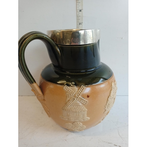 61 - Silver Banded Doulton Lambeth Jug