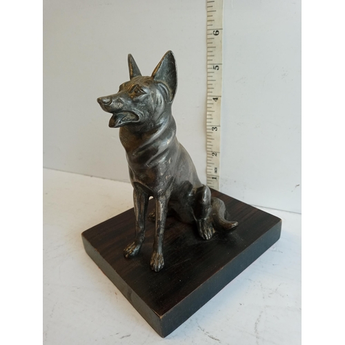 70 - German Sheppard Metal Dog on Wood Base