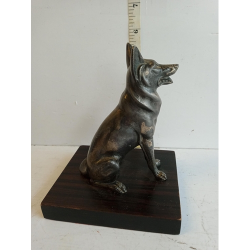 70 - German Sheppard Metal Dog on Wood Base