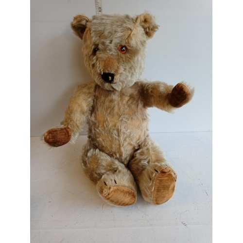 83 - Vintage Articulated Musical Bear with Glass Eyes