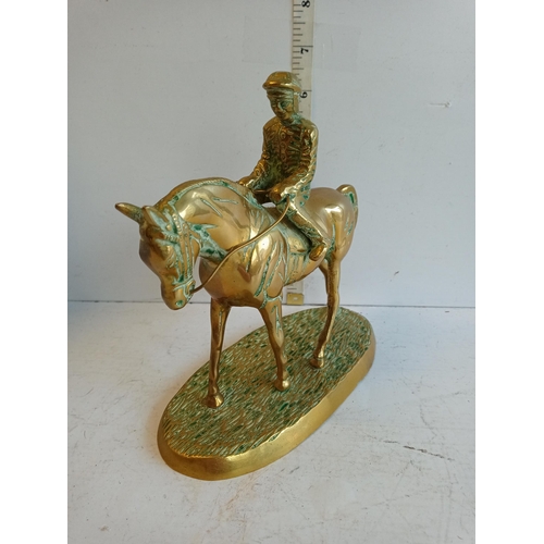 96 - Brass Race Horse & Rider