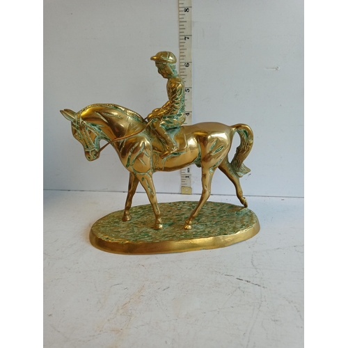 96 - Brass Race Horse & Rider