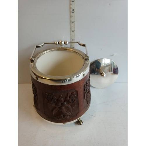 121 - Very Ornate Biscuit Barrel with Ball & Claw Feet