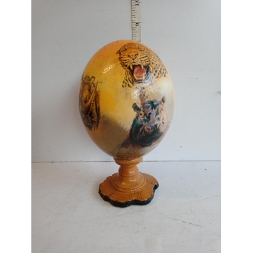 123 - Nicely Decorated Ostrich Egg on Wood Stand