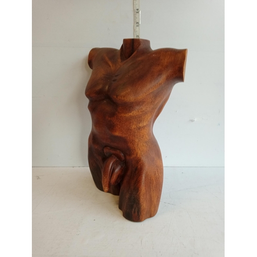 124 - Carved Wooden Male Torso