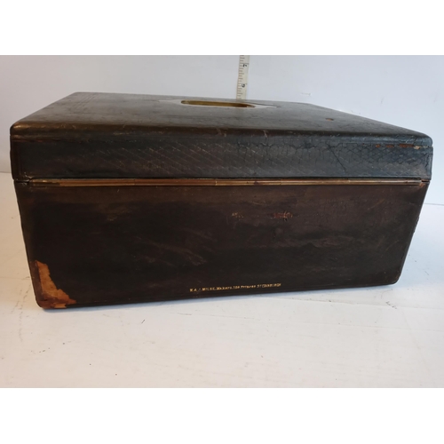 153 - Beautiful Leather Bound Fitted Writing Slope with Original Paper & Inkwells. Lovely Piece