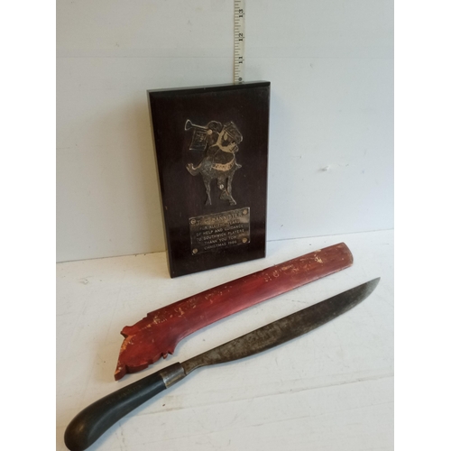 154 - TG Bannister Machete  with Plaque