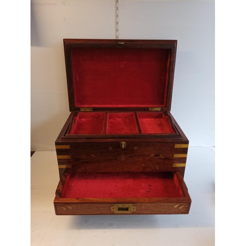 155 - Beautiful Mahogany Inlaid Brass Banding Treasure Trunk. Beautiful Condition.
Collection Only