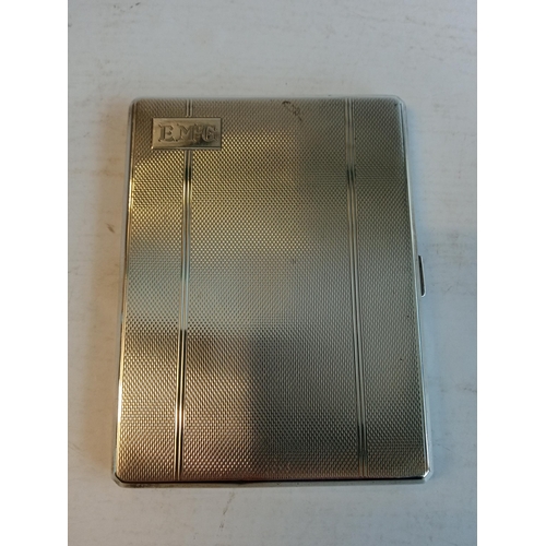 160 - Heavy Solid Silver Cigarette Case Presented to Mr E McGibbon by the Officers & Staff of R.A.O.C. Rec... 