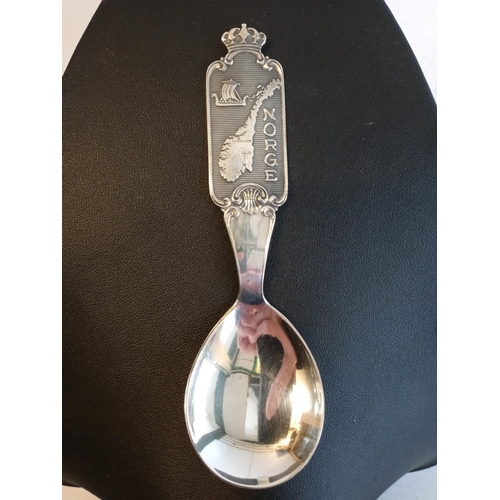 167 - David Andersen Carl Johans Oslo Norway Soon & Miniature Spatula, 900 Silver