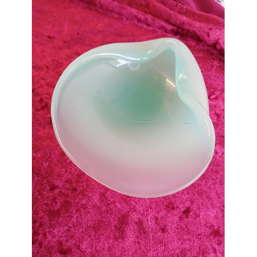 19 - Lovely Murano Suguso Green Glass Dish