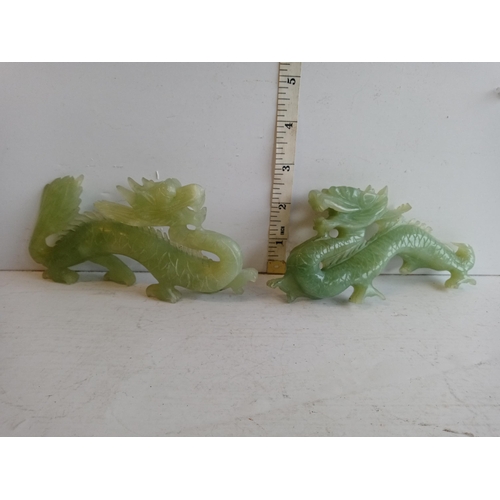 24 - Pair of Jade Dragons, Damaged