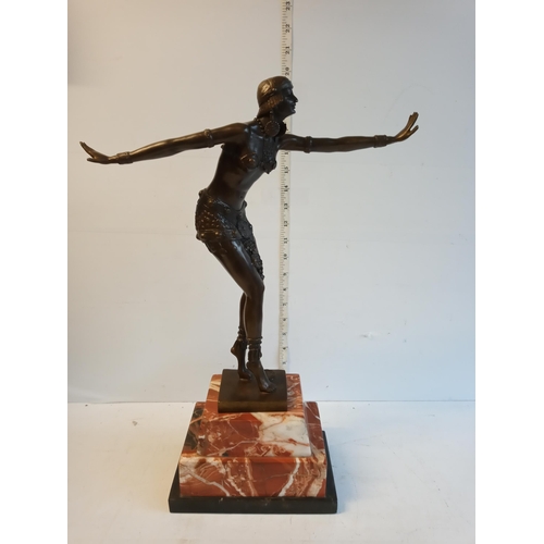 246 - Beautiful Art Deco Style Bronze Lady on Marble Base. Collection Only