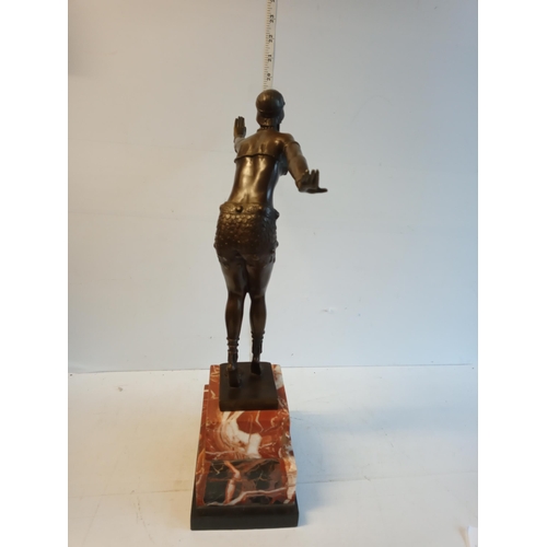 246 - Beautiful Art Deco Style Bronze Lady on Marble Base. Collection Only