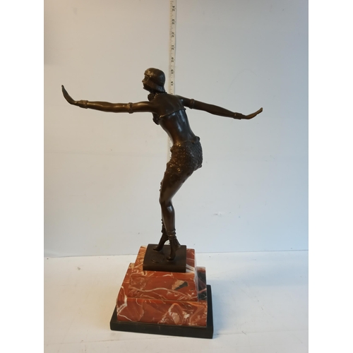 246 - Beautiful Art Deco Style Bronze Lady on Marble Base. Collection Only