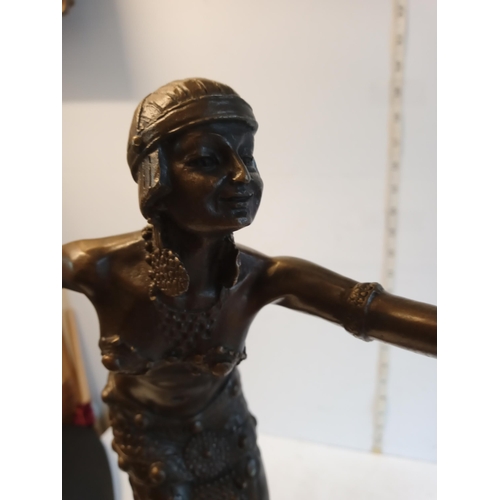 246 - Beautiful Art Deco Style Bronze Lady on Marble Base. Collection Only