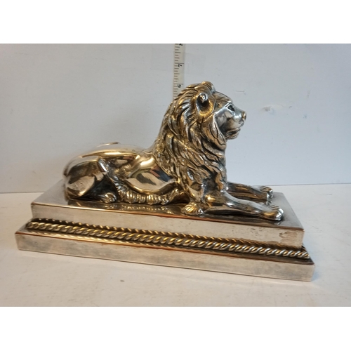 247 - Antique Silvered Bronze Lion