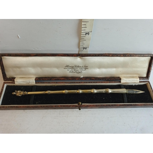 25 - Solid Silver Signed Dip Pen with Immortal Figure, Cased