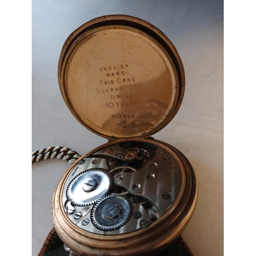 296 - Full Hunter Pocket Watch in Working Order with Silver Albert