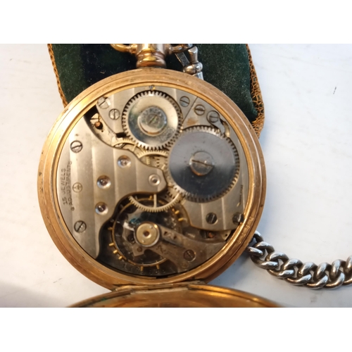 296 - Full Hunter Pocket Watch in Working Order with Silver Albert