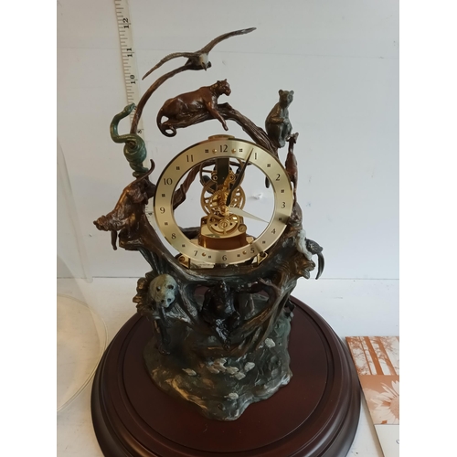 319 - Guardians of the World Domed Bronze Clock with Certificate