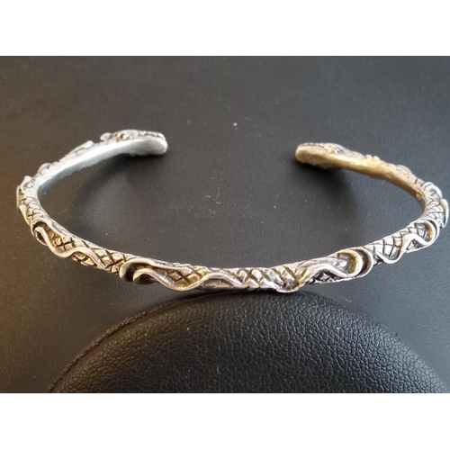 35 - Silver Bangle with Dragon Decoration