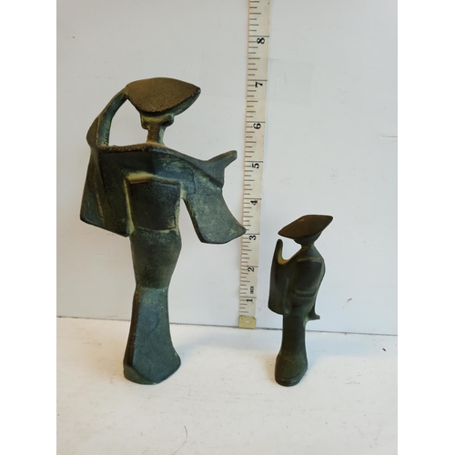 68 - 2 Japanese Bronze Abstract Figures