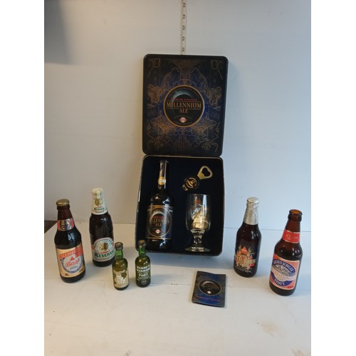 332 - Millennium Ale Gift Set, Vintage Bottles of Beer & 2 Miniature Bottles of Port