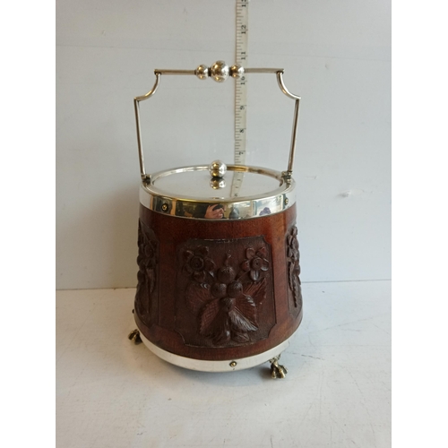 124 - Very Ornate Biscuit Barrel with Ball & Claw Feet