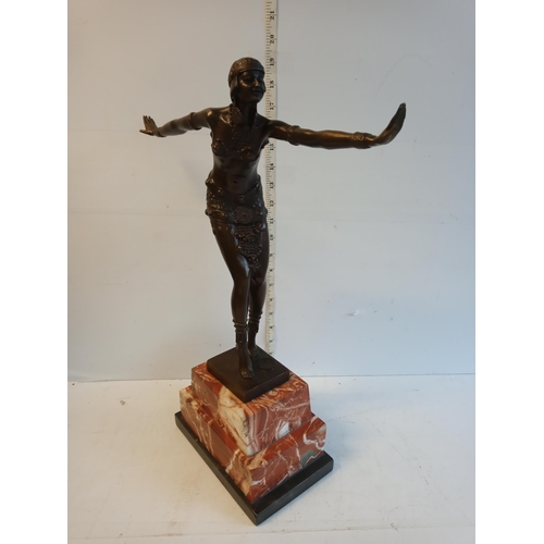 116 - Beautiful Art Deco Style Bronze Lady on Marble Base. Collection Only