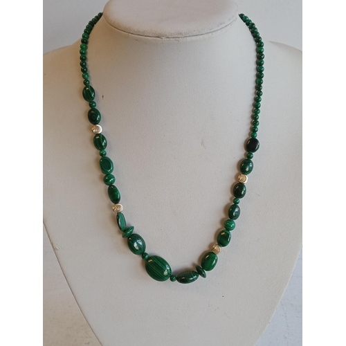 11 - Silver Mounted Green Malachite Necklace