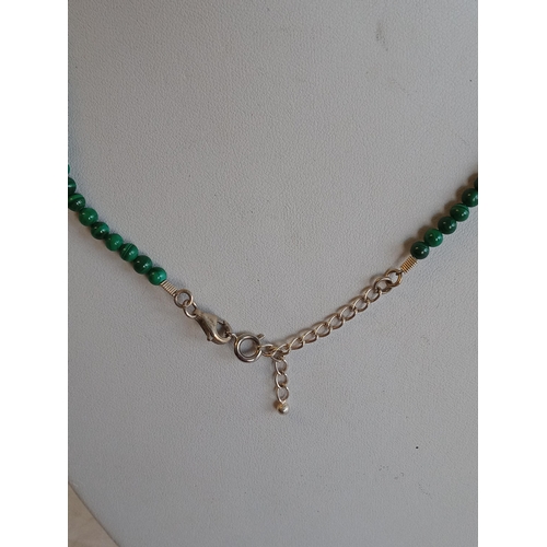 11 - Silver Mounted Green Malachite Necklace