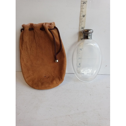 14 - Vintage Hip Flask with Pill Compartment in Leather Case