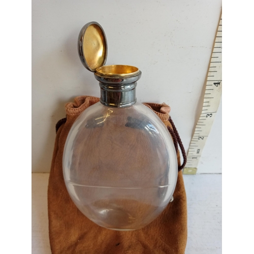 14 - Vintage Hip Flask with Pill Compartment in Leather Case