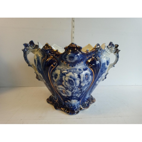 144 - Blue & White Planter, Collection Only