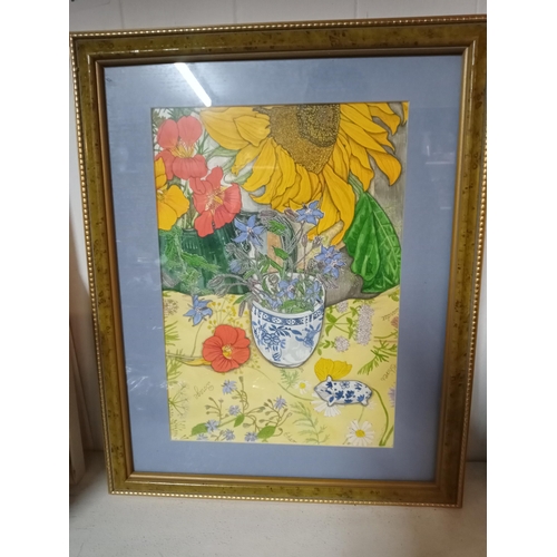 161 - Sun Flower Picture, Signed.
Collection Only