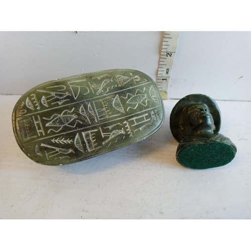 27 - Soap Stone Scarab & Japanese Man