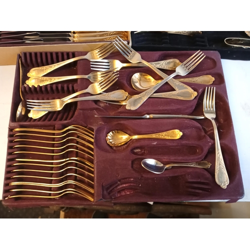 288 - Lovely Hartvergoldet SBS 24ct Gold Plate Accents Cutlery Set, Few pieces missing.