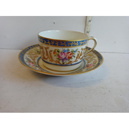 32 - Beautifully Hand Painted French Cup & Saucer