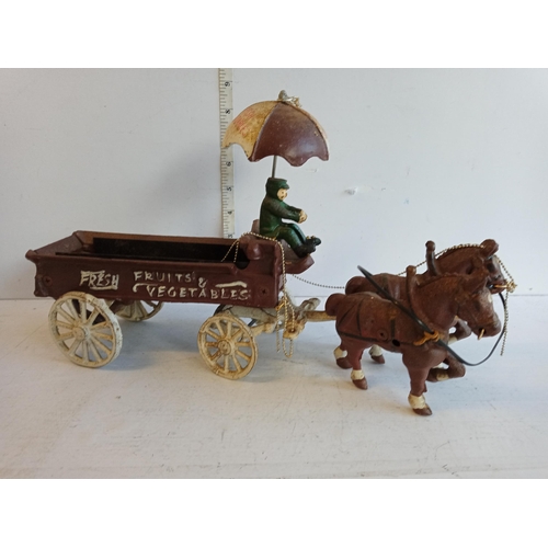 52 - Cast Iron Advertising Horse & Cart