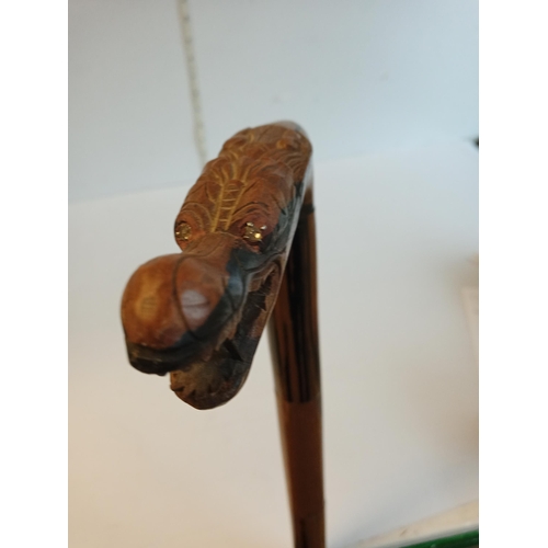 14 - Dragon Head Walking Stick with Glass Eyes