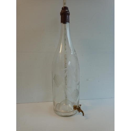 2 - Large Wine Bottle Decanter with Etching