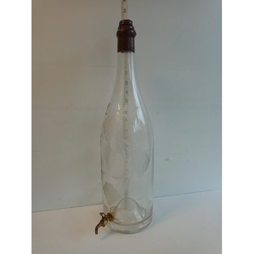 2 - Large Wine Bottle Decanter with Etching