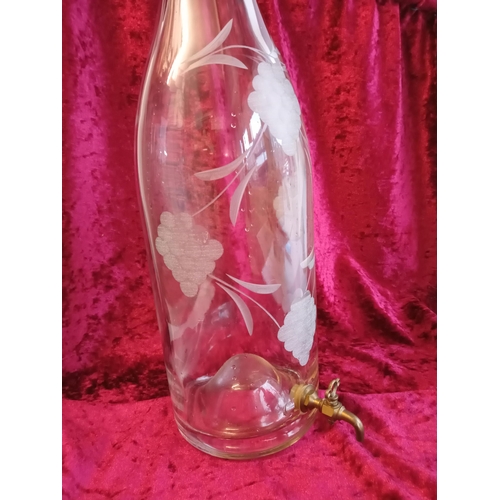 2 - Large Wine Bottle Decanter with Etching