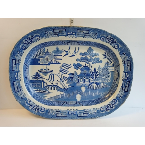 5 - Large Blue & White Meat Plate, Collection Only