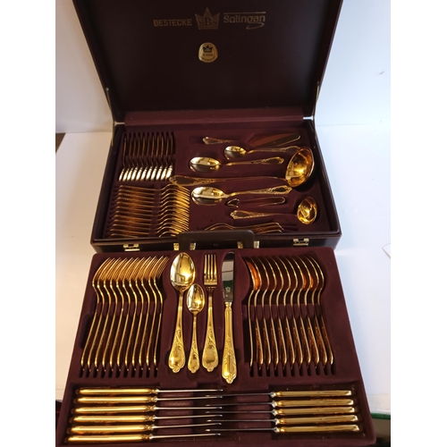 52 - Bestecke Solingen 24ct Gold Plate Complete Canteen of Cutlery in Case. Lovely Set