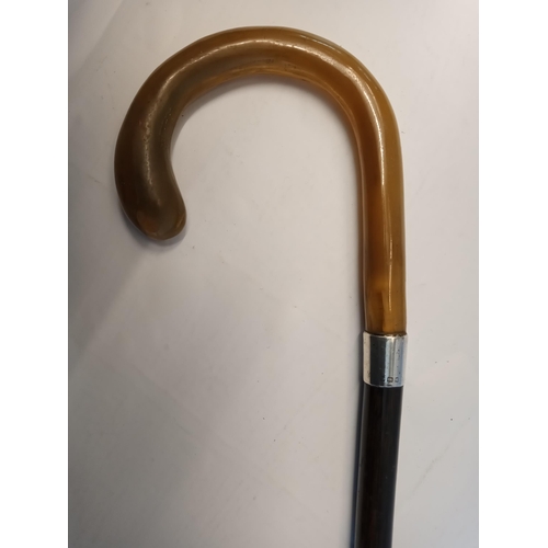 128 - Good Quality Walking Cane with Silver Band