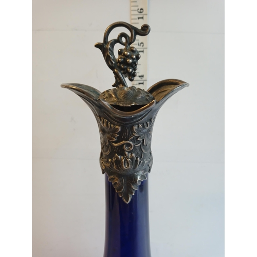 134 - Circa 1810 Bristol Blue Decanter with Silver Mount & Stopper