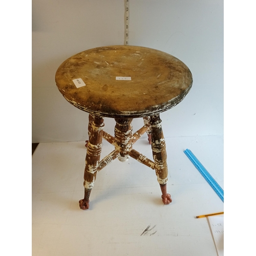 112 - Georgian Stool with Ball & Claw Feet, Collection Only